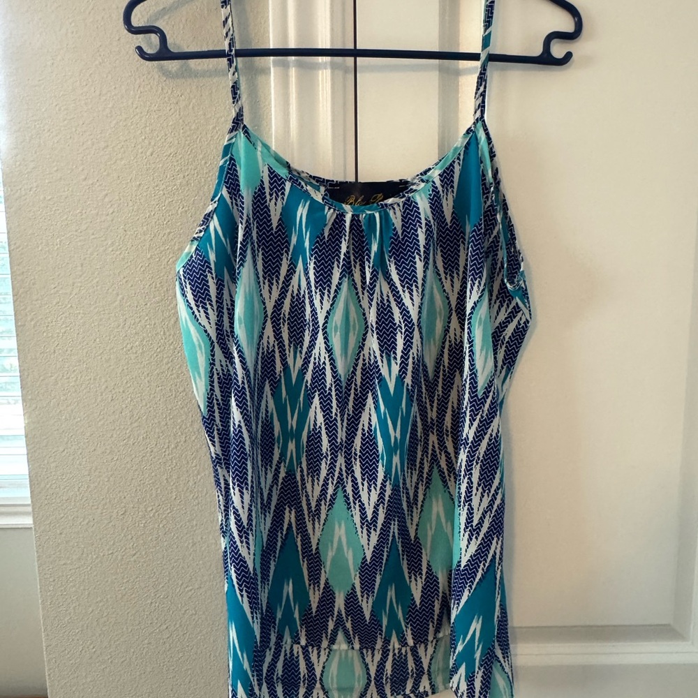 Blue Rain Teal and Navy Patterned Camisole